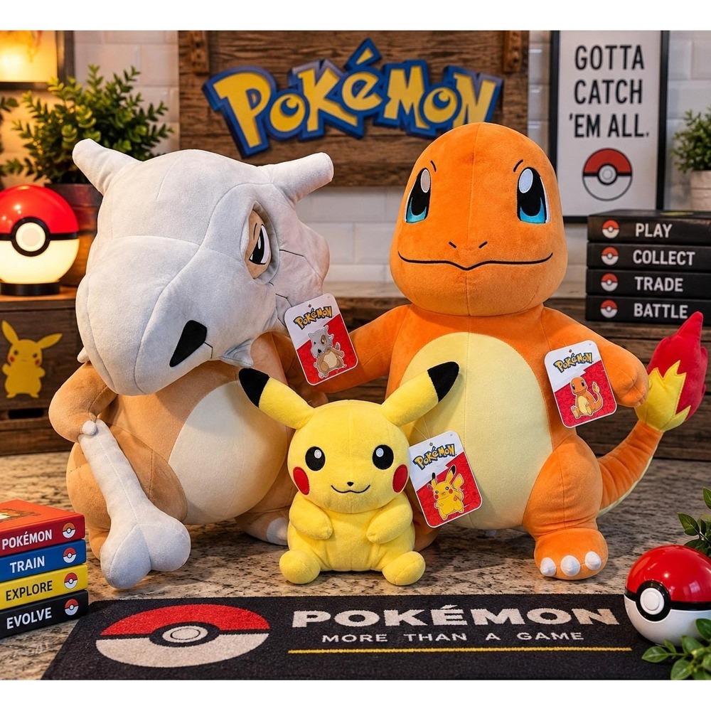 Pokemon Plush Lot Cubone Charmander Pikachu Jumbo 24" Large Tagged Jazwares New